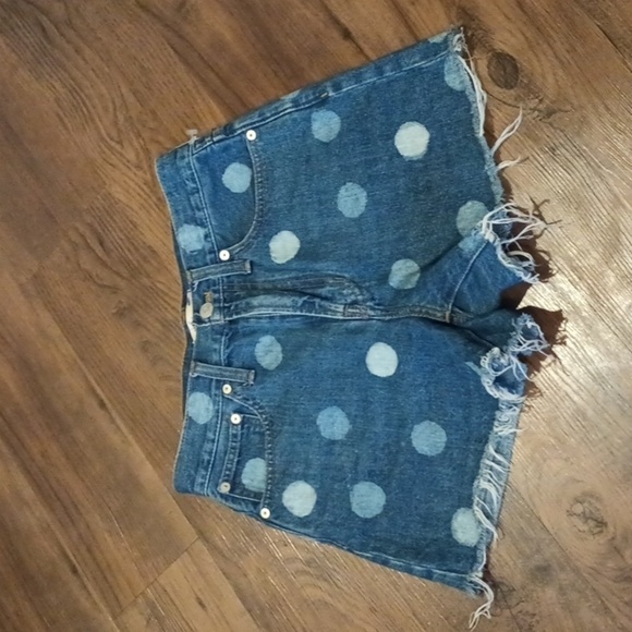 Madewell Blue Polka Dot The Perfect Jean Short A7 - Picture 1 of 8
